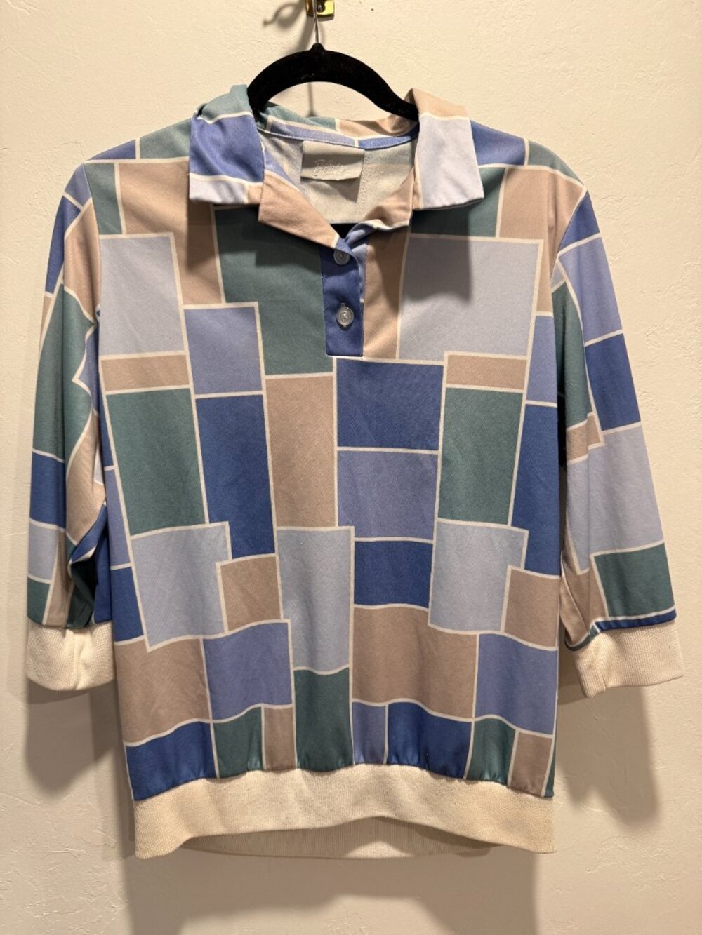 Vintage Blair Geometric Colorblock Polo Top